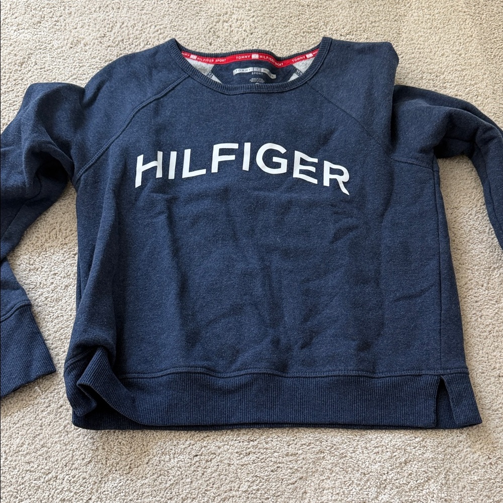 Tommy Hilfiger Navy Blue Crewneck Sweatshirt with White Logo